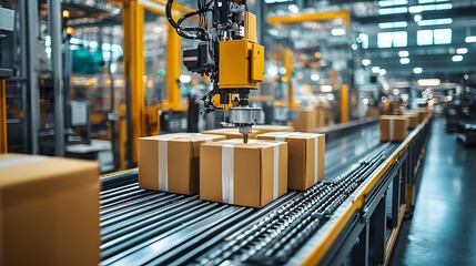 Naklejka premium Modern Packaging Production Facility in Action