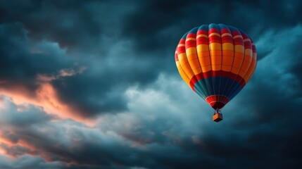 Obraz premium Vintage Hot Air Balloon Against Dramatic Sky