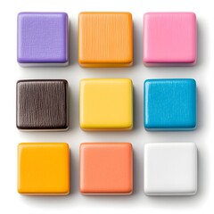 Colorful Sticker Sheets Blocks in Macro Shot on White Background