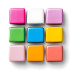 Vibrant Colorful Sticker Sheet Blocks Isolated on White Background