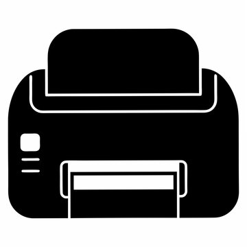 recommend clip art: Thermal label printer silhouette vector black on white background
