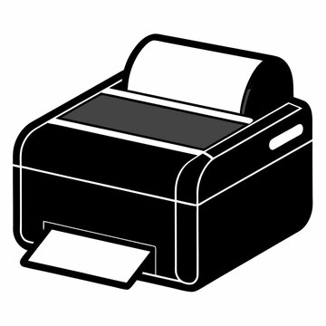 black printer with white paper clip art preview