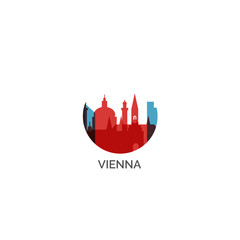 Austria Vienna city cityscape skyline capital panorama vector flat modern logo icon. Capital emblem idea with landmarks and building silhouettes