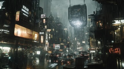 A dystopian city where AI controls every aspect of life, with