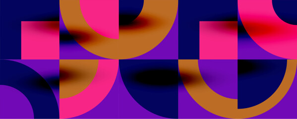 Obraz premium Neo memphis geometric pattern with circles, squares. Pop art abstract background for covers, banners, flyers and posters and other templates