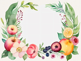 Soft watercolor floral wedding card with blank center.