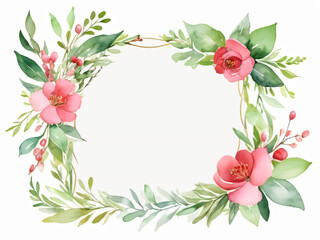 Fototapeta premium Watercolor floral wedding card with blank space for text.