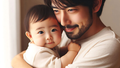 A loving parent kisses their baby, capturing a joyful moment of family togetherness and happiness