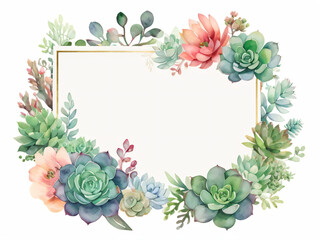 A blank wedding invitation adorned with a watercolor floral frame