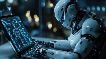 Fototapeta premium A journalist using AI to write an in-depth investigative