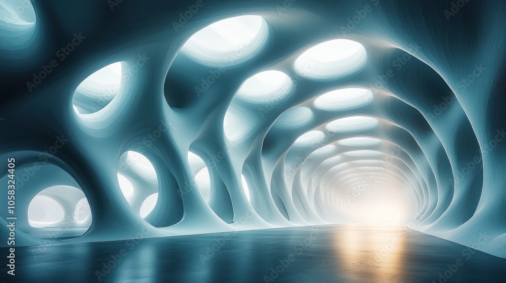 Poster abstract tunnel with circular openings