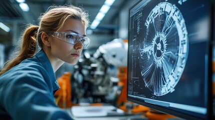 Aerospace engineer designing a spacecraft, working on complex aerodynamic simulations and propulsion systems