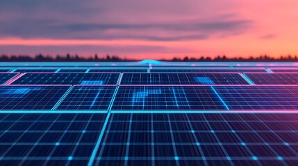 Solar Panel Sunset Glow