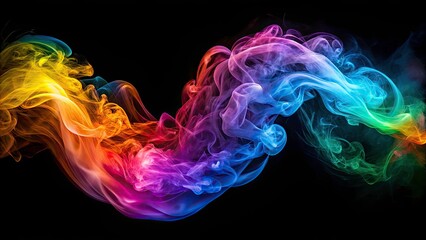 Surreal Smoke Twirls in Luminous Loop - Contemporary 3D Art on Black Background