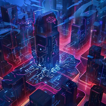 Cyberpunk futuristic tunnel with human figure and binary code.