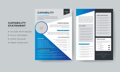 Capability Statement Template Design for Company and statement document template