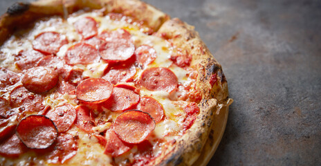 Pepperoni pizza on the table