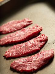 Grilling steak on a griddle