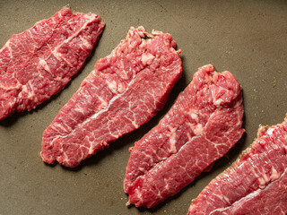 Grilling steak on a griddle