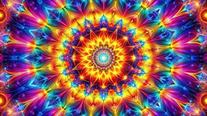 A kaleidoscope of bright, bold colors that seem to pulse with an otherworldly energy, pattern, cosmic