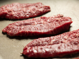 Grilling steak on a griddle
