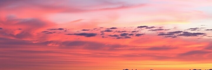 Obraz premium A captivating sunset painting with vivid warm colors and dreamy clouds in the sky, glowing, twilight