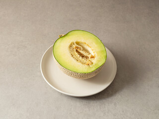 Melon cut in half