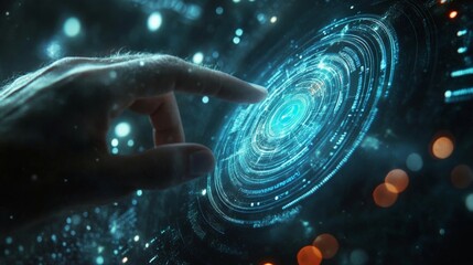 close up hand touch a technology screen