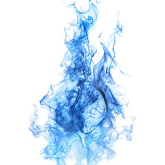 Abstract blue flame isolated on black background.