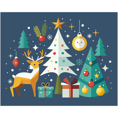 Christmas greeting banner Background elements