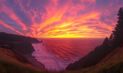 Naklejka premium Spectacular Nature and Scenic Wonders: Golden Hour Sunsets, Lush Forests, Tranquil Beaches, and Vibrant Fields of Flowers in Stunning Views