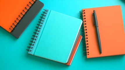 Colorful Notebooks and Pen