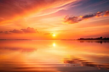 Obraz premium Softly fading orange hues with warm pink undertones create a serene sunset landscape on a gentle gradient background, colorful, gradient, serene