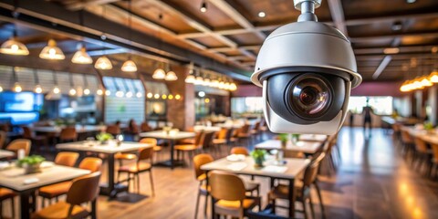 Modern Security Camera in a Restaurant