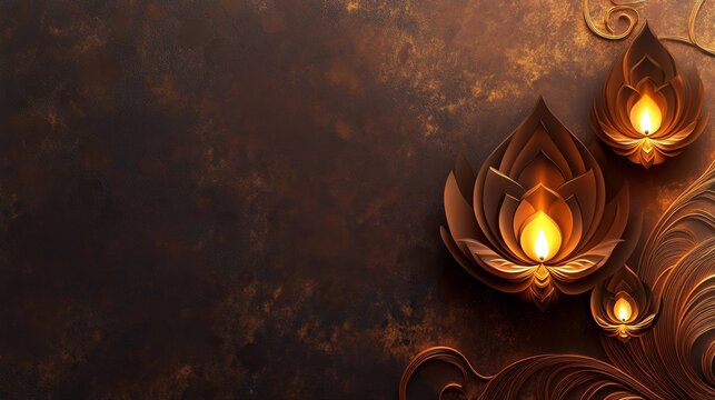 Happy Diwali elegant diya background with text space concept