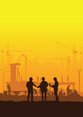 Construction vector background, Worker in a building site, Labor day background.