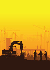 Construction vector background, Worker in a building site, Labor day background.