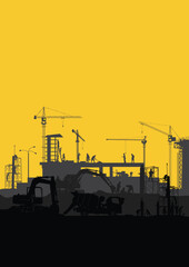 Construction vector background, Worker in a building site, Labor day background.