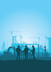Construction vector background, Worker in a building site, Labor day background.