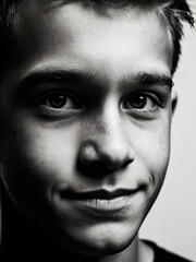 Obraz premium A monochrome, blurred portrait emphasizing light and texture.
