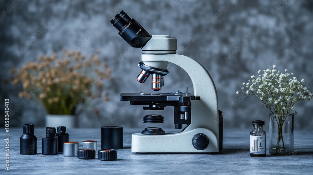 Poster microscope in a laboratory setting