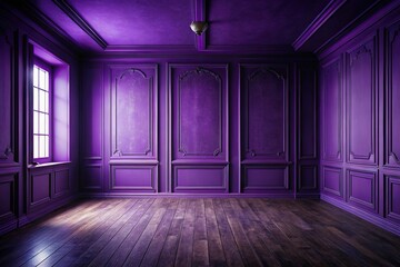 Moody purple color scheme used to create a dramatic atmosphere in a room, ambiance, vivid, saturated