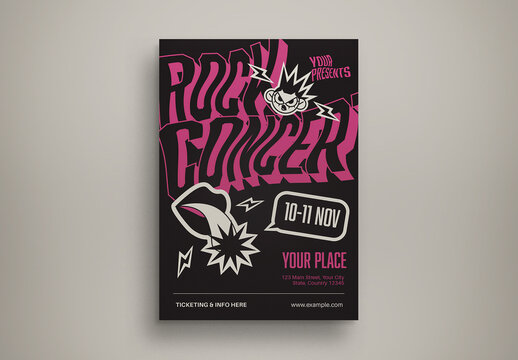 Magenta Pop Art Rock Concert Flyer Layout
