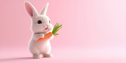 Obraz premium White Rabbit with Carrot