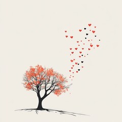 Fototapeta premium Tree with Heart Flying Out