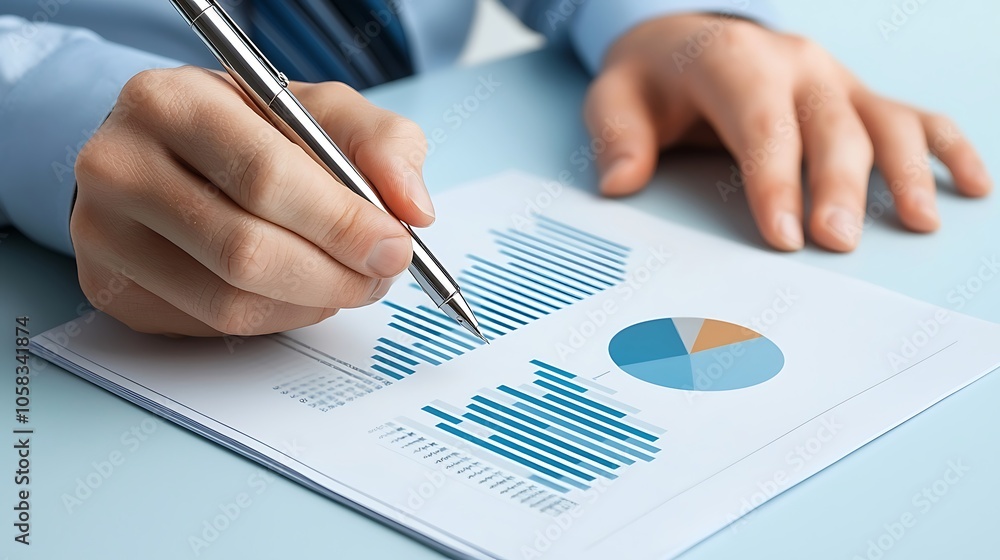 Poster analyzing business trends through detailed data visualization techniques and financial reporting ins