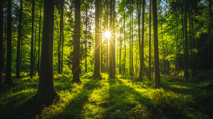 Fototapeta premium sun rays in the forest