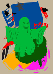 Ghost Graffiti tag. Abstract modern street art decoration performed in urban painting style.