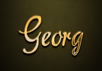 Old gold text effect of Deutsche name Georg with 3D glossy style Mockup.