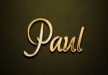 Old gold text effect of Deutsche name Paul with 3D glossy style Mockup.